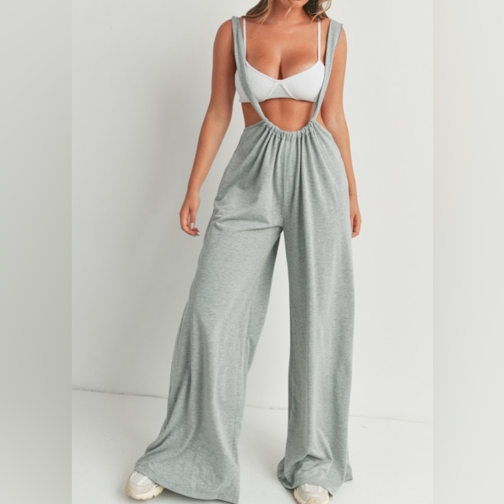 Heather Gray Suspender Pants